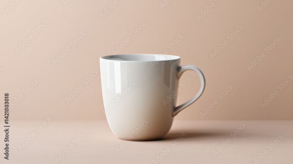 Poster clean minimalistic mockup image featuring empty cup or mug set against neutral background