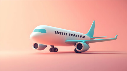 Obraz premium Low-Poly Airplane on Pink Background