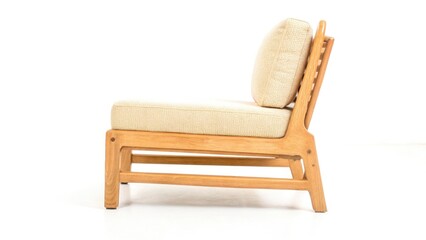 Minimalist Wooden Chair with Light Beige Cushions and Modern Design
