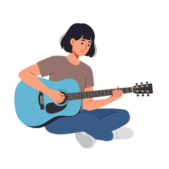 Obraz premium Young Woman Playing Acoustic Guitar