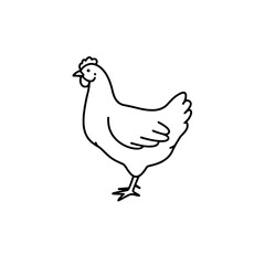 A simple chicken icon in a black outline for farming and poultry concepts