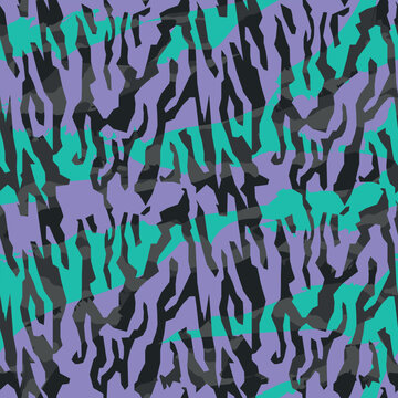 Vector seamless camo tiger stripe army fatigue pattern design	
