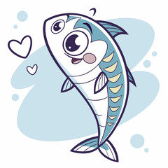 Naklejka premium Vector Cute mackerel cartoon character
