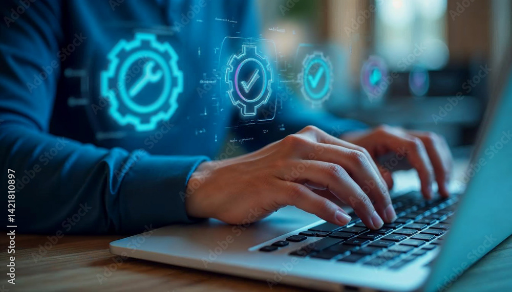 Poster ai-powered business solutions streamlining operations with technology