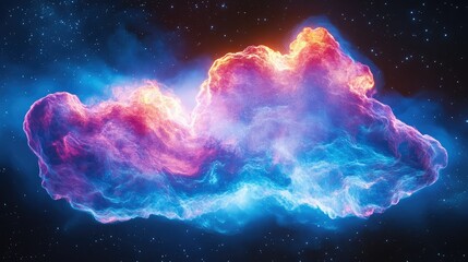 Bright blue and pink nebula cloud illuminated by cosmic starlight in the vast universe