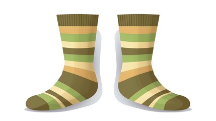Funny and Cute Green Light Brown Stripes Socks - Playful and Colorful Footwear Image