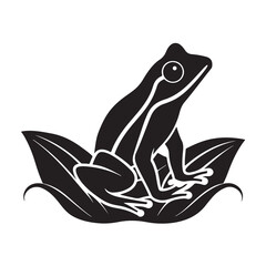 Frog silhouette bold line black and white vector illustration