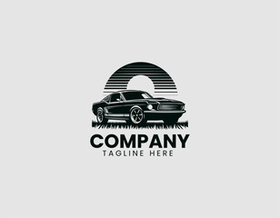 Fototapeta premium Classic Mustang Car Vector Logo Design