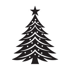 Minimal Christmas tree icon bold outline vector illustration