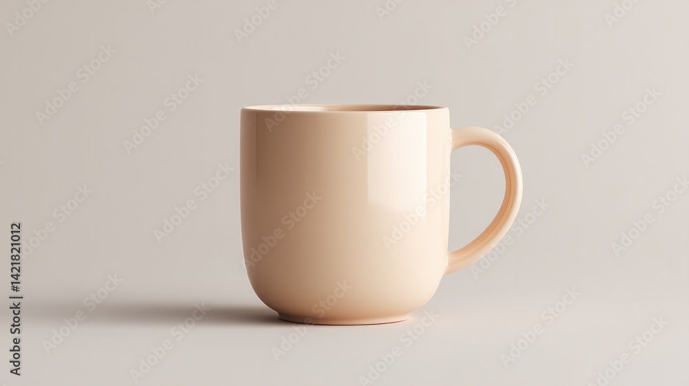 Poster minimalistic empty mockup featuring blank mug with ample copy space on clean and neutral background
