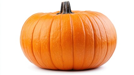 Single Orange Pumpkin Isolated Against White Background. Possible Use Food Photography, Cooking, Autumnal, and Fall