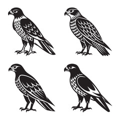Sharp wing hawk icon bold black and white vector illustration