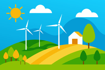 landscape with wind turbines