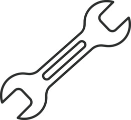Open-Ended Wrench: A simple yet essential tool depicted in a minimalistic line drawing. Suitable for a wide range of mechanical and engineering applications.