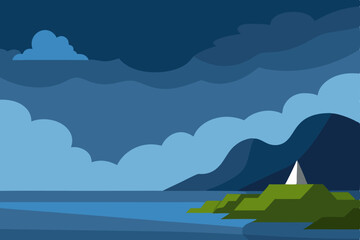 landscape with mountains and sea