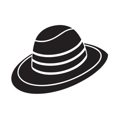 Sun hat silhouette icon black and white vector illustration