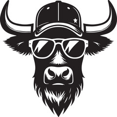 cow clipart silhouette, cow head icon, cow head white sunglass clipart silhouette vector