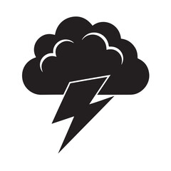 Thunderstorm cloud logo bold line vector black and white