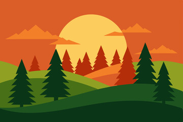 Fototapeta premium vector illustration of forest landscape