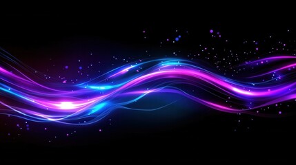 Obraz premium Abstract background with neon purple and blue wavy lines, glowing effect.