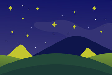 night landscape with stars and clouds
