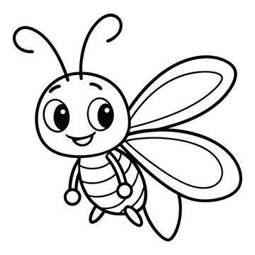 recommend clip art: Cartoon bee illustration for coloring books happy insect outline drawing style