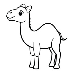 Fototapeta premium Cartoon camel standing in profile outline style ideal for coloring book illustration