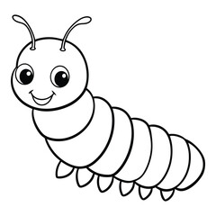 Cartoon caterpillar outline vector illustration smiling insect for coloring pages and educational resources
