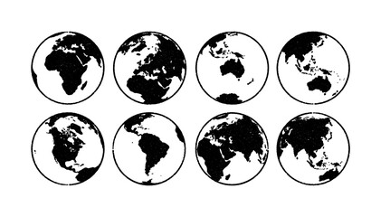 Set of Vintage Earth Globe: Retro World Illustration