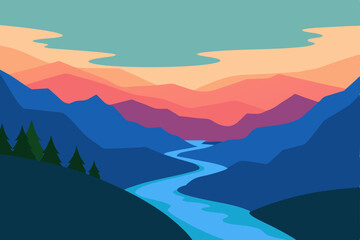 mountain landscape with mountains and clouds