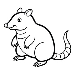 Obraz premium Cartoon rat illustration black and white outline drawing vector image for children