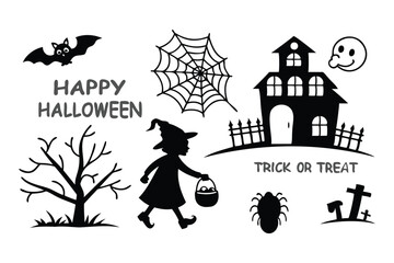 Halloween Vector Silhouettes Clipart Set