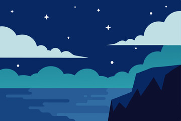 night landscape with moon
