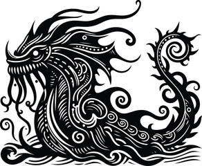 Detailed Leviathan Design Concept – Fantasy Sea Monster with Artistic and Ornamental Features