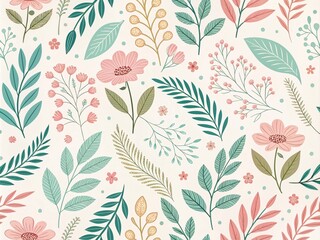 Fototapeta premium seamless floral pattern, tiny leaves pattern for textile design and digital papers,seamless background with green leaves, seamless floral pattern, seamless pattern with leaves
