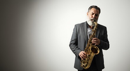 Fototapeta premium man playing saxophone elegant