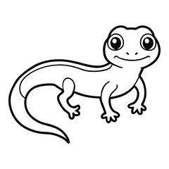 Fototapeta premium Cute cartoon lizard outline isolated on white background reptile illustration animal graphic design