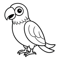 Cute cartoon parrot outlined illustration for coloring books or educational resources childrens artwork