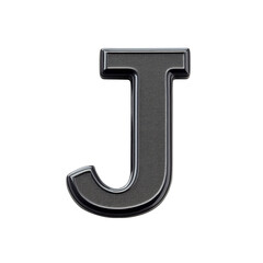 3D Render of the Letter J - Black Metal Texture