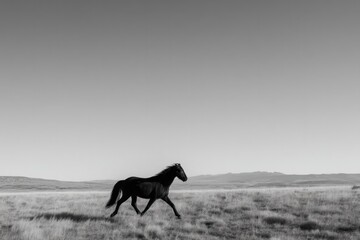 powerful wild horse charging across open plains emphasizing freedom and strength