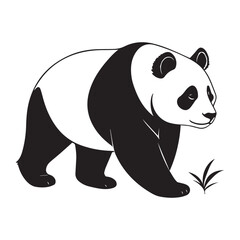 create a panda Silhouette Vector with white