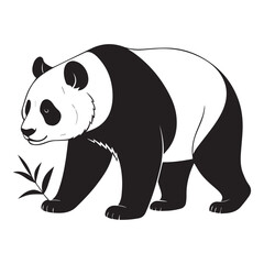 create a panda Silhouette Vector with white