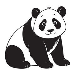 create a panda Silhouette Vector with white