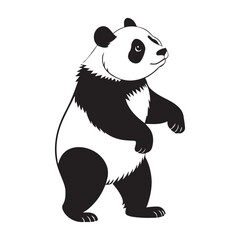 create a panda Silhouette Vector with white