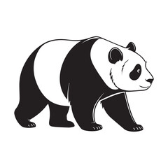 create a panda Silhouette Vector with white