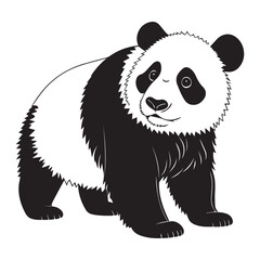 create a panda Silhouette Vector with white