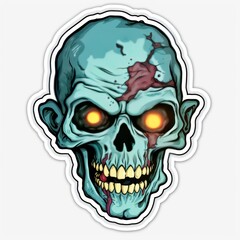 Fototapeta premium Zombie sticker. 2d illustration. Isolated on white background. Zombie Mascot Sticker isolated on white. Halloween Concept Sticker. Halloween Sticker. 2d illustration for your design.
