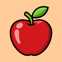 An illustration of a vibrant red apple with a glossy shine effect