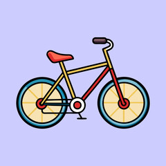 Fototapeta premium Colorful Cartoon Bicycle Isolated on a Light Purple Background Illustration