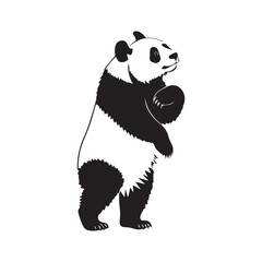 create a panda Silhouette Vector with white